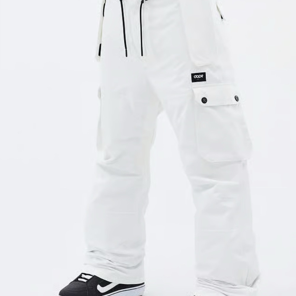 DOPE White Men's Cargo Snow Pants with Black Accents
